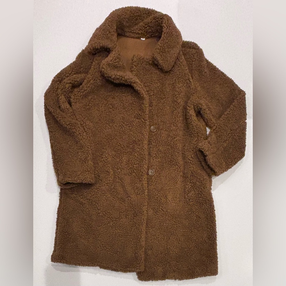 Uniqlo Brown Fluffy & Soft Single Breasted Fleece Coat
Size M